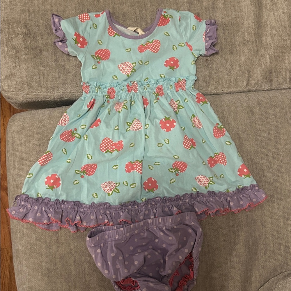 Matilda Jane Blue Strawberry Dress with Ruffles